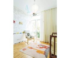 benuta - Tappeto per Bambini, Motivo: Giraffa e Elefante, in Fibra Sintetica, Arancione, 140 x 200,0 x 2 cm