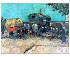 ArtPlaza Van Gogh Vincent Gypsy Camp with Horse Carriage Pannello Decorativo, Legno, Multicolore, 80x60 cm