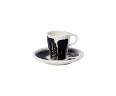 Villeroy & Boch Coffee Passion Awake Set per espresso, 2 pezzi, Porcellana Premium, Nero/Bianco