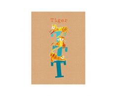 Komar Quadro da Parete ABC Animal T Poster Immagine Soggiorno Camera da Letto Decorazione Stampa Stampa Senza Cornice Disponibile in Tre Misure, Multicolore, P036T-40x50