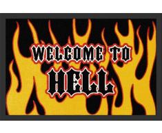 Empire Merchandising GmbH, 623188, Zerbino Welcome to Hell, 60 x 40 cm, in Polipropilene, Colore: Nero/Giallo