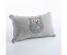 DiKasa Home Cuscino Shabby Gufo, Lino, Grigio, 50x30x15 cm