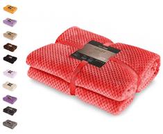 DecoKing- Coperta in Microfibra, Pile Morbido, Tessuto, 170 x 210 cm, Rosso