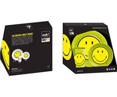 Zak! designs 6662 - Set di 3 stoviglie per bambini, motivo: Smiley, Melammina, verde, 22 x 9,5 x 22,5 cm