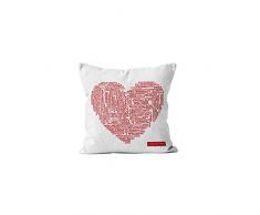 Soleil docre Coeur - Federa per Cuscino, in Poliestere, 40 x 40 cm, Colore: Rosso