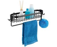 Wenko 23877100 - Mensola da Parete con Ganci Classic Plus Black, in Acciaio, 35 x 10,5 x 12,5 cm, Colore: Nero