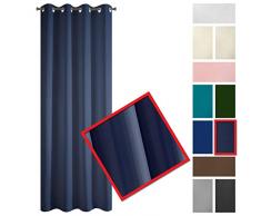 Eurofirany Rita Tenda Liscia Semplice Monocolore â 8 Occhielli Moderni, Camera da Letto, Soggiorno, Salone, cameretta dei Bambini, 1 Pezzo, Poliestere, Blu Mare, 140 x 250 cm