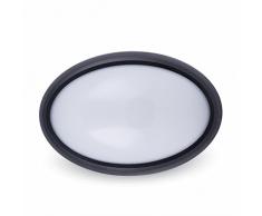 Lampada LED 8W, Ovale Nero Esterno Ip66 3000K 560Lm 120Â° A