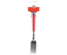 Home Goccia Confezione 2 Forchette da Tavola con Manico Rosso, Acciaio Inossidabile