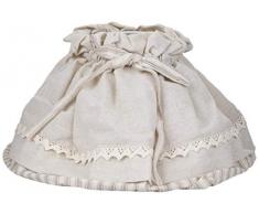 Better & Best 2642511-Schermo da lampada in cotone, modello vintage, da 25 cm, colore: bianco con fiocco e Bordo a righe, colore: bianco