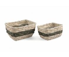 Galileo Casa 2419220 Set 2 Porta Vaso, Rettangolari, Legno, Bianco, 23x30x17 cm