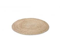 LIFA LIVING Tappeto rotondo intessuto a mano, in canapa naturale, biologico ed ecologico, rotondo tappeto di canapa per soggiorno, corridoio, Ã 140 cm