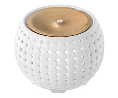 Homedics Ellia, Diffusore di Aromi e Oli Essenziali ad Ultrasuoni, Profumatore per Ambienti in Ceramica e Legno, Umidificatore Ambiente, Diffusore Ambiente con Luci Ambientali, Crema