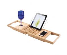 InterDesign Formbu Portaoggetti Vasca da Bagno con Ripiano Lettura, Vino, Tablet e Telefonino, Naturale