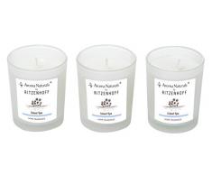 RITZENHOFF 5040004 Aroma Naturals Nature - Set di 3 Candele profumate in Vetro, 5 x 5 x 6 cm, Colore: Blu/Latte