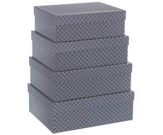 UNIMASA Set 6 Scatole Cartone Foderato Fiore 48x37x17 cm, Grigio