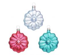 Inge-Glas Decorazione Frottier 55060-2 Pasqua 18 cm in vetro soffiato e dipinti a mano, colori assortiti, confezione da 3 blu/turchese / Red