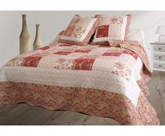 Le Laundry de Jules - Copriletto Trapuntato + 2 federe, 230 x 250 cm, Motivo Patchwork, Colore: Rosso