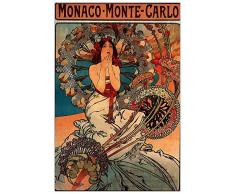 ArtPlaza Mucha Alphonse Monaco Pannello Decorativo, Legno, Multicolore, 60x90 cm