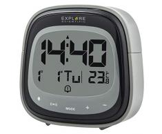 EXPLORE SCIENTIFIC RDC-3006-Reloj Sveglia, Touch Key, Temperatura Interna, Radio controllata, Calendario, Controllo tattile, Allarme Doppio, Display LCD retroilluminato, Colore Nero