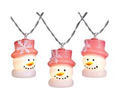 WeRChristmas - Striscia di luci LED a Forma di Pupazzo di Neve, con Glitter, 5,5 cm, Colore: Bianco