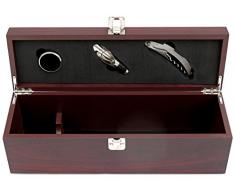 Expovinalia Set Vino per 1Â Bottiglia con 3Â Accessori, Acciaio Inox, Mogano, 35Â x 11Â x 12Â cm