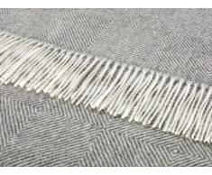 Bronte by Moon - Plaid in Lana dalpaca, Motivo Spina di Pesce Diamond, Colore Grigio