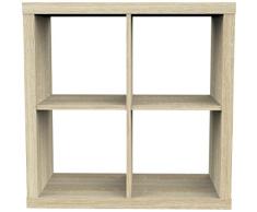 Furniture 247 Scaffale a 2 ripiani (con 4 mensole a cubo) in rovere naturale