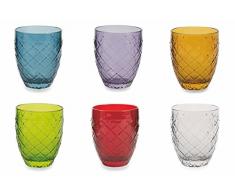 Villa dâEste Home Tivoli Rombi Set Bicchieri Acqua, Multicolore, 6 UnitÃ