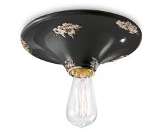 Ferroluce RetrÃ² Plafoniera Vintage E27, 77 W, Nero Lucido, 25x9 cm