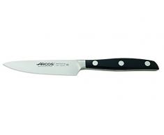 Arcos Serie Manhattan - Spelucchino Coltello per sbucciare - Acciaio Inossidabile Forgiato Nitrum 100 mm - Manico Polioxymetilene (Pom) Colore Nero (Filo Seta)