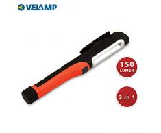 VELAMP Ispezione PROLED Luce da Lavoro 2 in 1, a Batteria. Lanterna Super Luminosa 150lm + Torcia High Power. Multifunzione. con Magnete e Clip Girevole. per lofficina, casa, Rosso