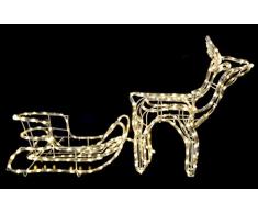 Giocoplast Natale Tubo Bianco Caldo, 264 LED 220-240V Ip44, Renna:52X50X23Cm Slitta:24X48X23Cm, Multicolore