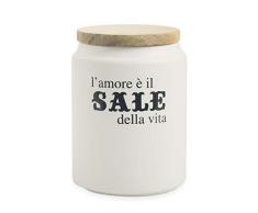 Villa d'Este Home Tivoli Idee Barattolo Sale con Coperchio Bamboo, Bianco