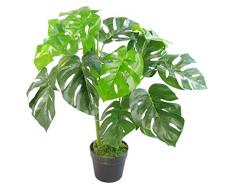 Leaf Foglia Artificiale Vaso Nero, 80 cm Monstera