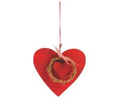 Villa dâEste Home Tivoli Idee Appendino Cuore, Legno, Rosso, 17 x 2 x 17 cm