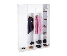 Relaxdays 10021977_49 Armadio Componibile, 18 Scomparti, Sistema a Incastro, Plastica, 145,145x200,3 cm, Bianco