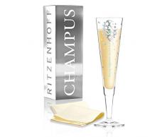 RITZENHOFF Champus 2018 - Flute da champagne in cristallo Kathrin Stockebrand, 200 ml, con eleganti parti in platino, tovagliolo incluso