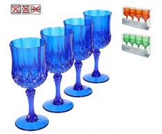 CB 18312 - Set di 4 calici da vino in plastica intagliata, 17 x 7 cm