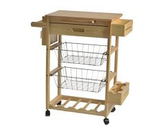 Vacchetti Giuseppe 4116220000 Carrello Cucina, 1 Piano e 2 Cestelli e 1 Cassetto, Legno, Beige, 74.5x40x82.5 cm