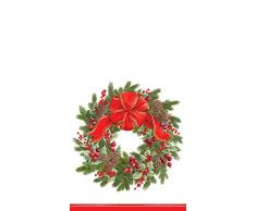 Caspari Evergreen Wreath tovaglioli Cocktail Tessuto/Carta, Multicolore, Tessuto, Multicolore, 16.25x20x0.02 cm