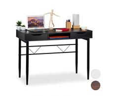 Relaxdays - Scrivania Moderna con cassetti e ripiano, Struttura in Metallo, scrivania da Ufficio, Dimensioni: 77 x 110 x 55 cm, Colore: Nero