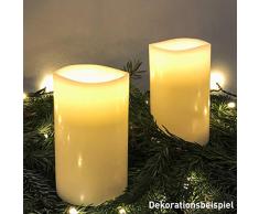 Amare, candele a LED in vera cera, set da 2, bianco, 7,5 x 12,5 cm (larghezza x altezza), per interni, candela in vera cera, rame