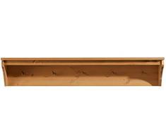 LifeStyleDesign - Mensola da Parete Blair, 5 Ganci, in Legno Oliato, 100 x 20 x 18 cm