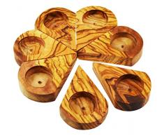 Olive Wood in Legno di ulivo Candela Fiore, 7Â Pezzi, Grana Naturale