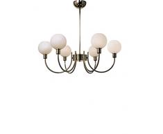 SP Light and Design Diva 6 L R, Struttura Oro, Vetro Bianco Lampada a Sospensione 4 W