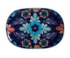 Maxwell Williams - Piatto da portata in maiolica, motivo floreale, in confezione regalo, Ceramica, Blu, 40 x 28 cm (Oblong)