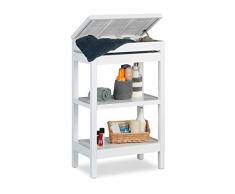 Relaxdays - Scaffale da Bagno in bambù, con 3 Ripiani, con sportello, Aperto, HBT 76,5 x 46 x 29,5 cm, Colore Bianco