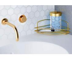 Metaltex serie Brass - Mensola angolare a un ripiano per bagno - (463201)