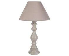 Tosel 63761 - Lampada da comodino, in legno, paralume in cotone, 60 W E27 Taupe CÃ©rusÃ©